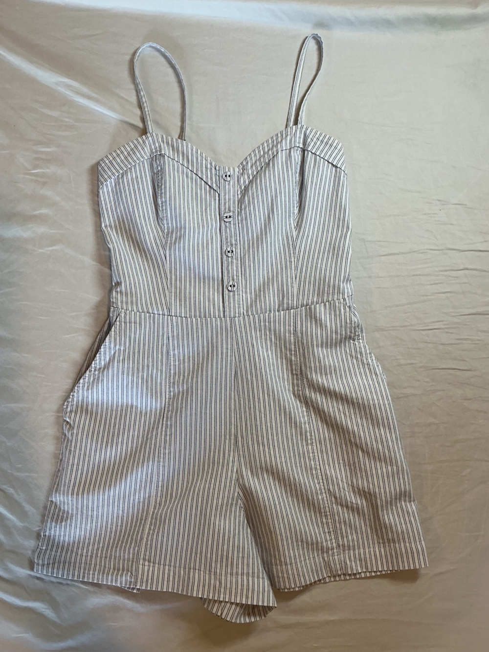 Abercrombie & Fitch White Shorts with Navy Pinstripes